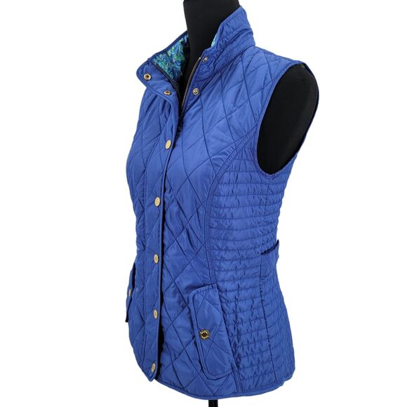 Lilly Pulitzer Blake Quilted Vest Iris Blue Size Small Pockets - Picture 2 of 16